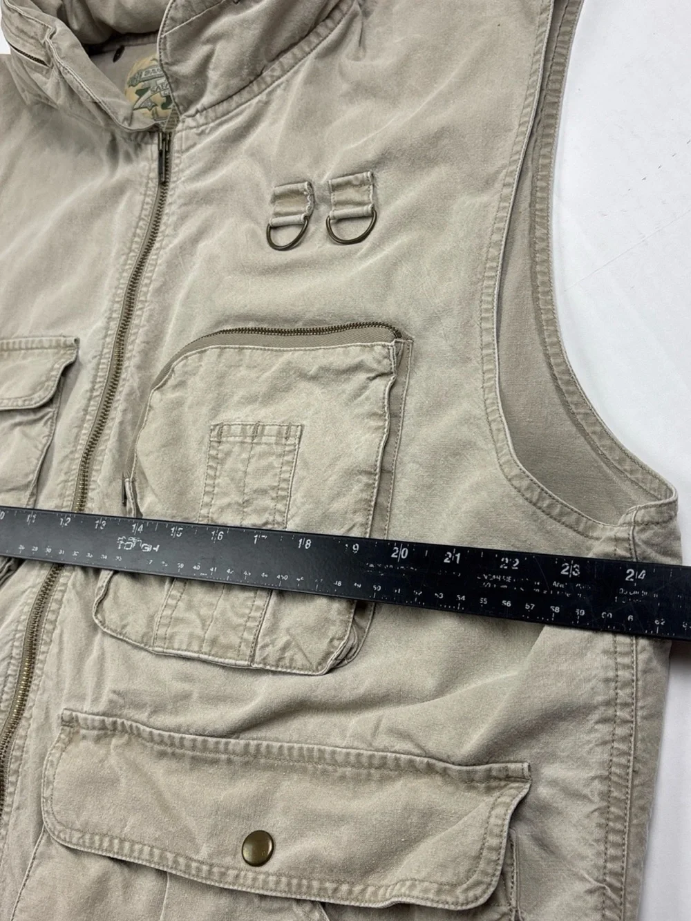 Vintage Banana Republic Safari Travel XL Vest Tan Khaki Cotton Pockets Hunt